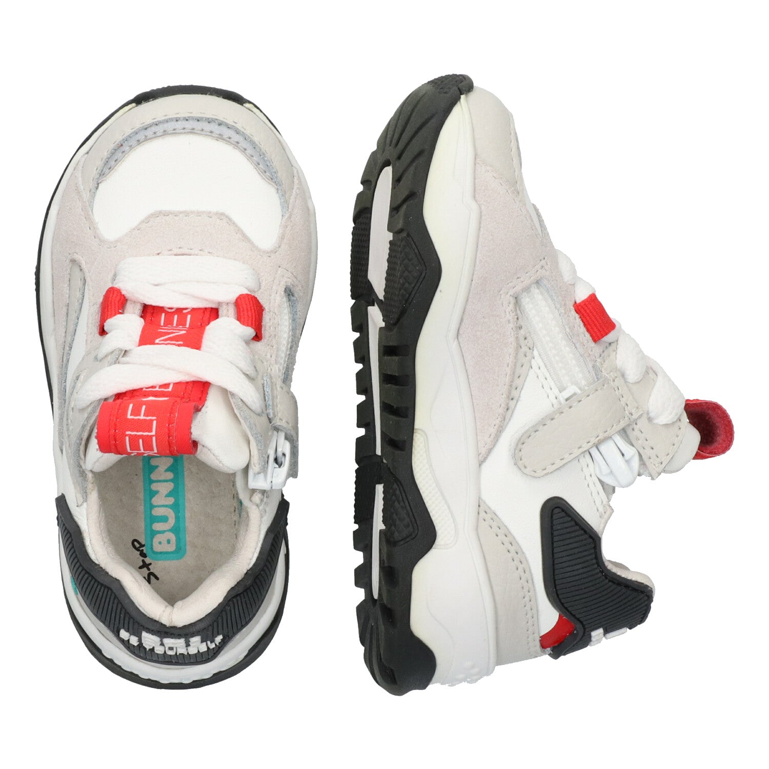 Cody Chunky Lage Sneakers Jongens Grijs Wit Rood Zwart