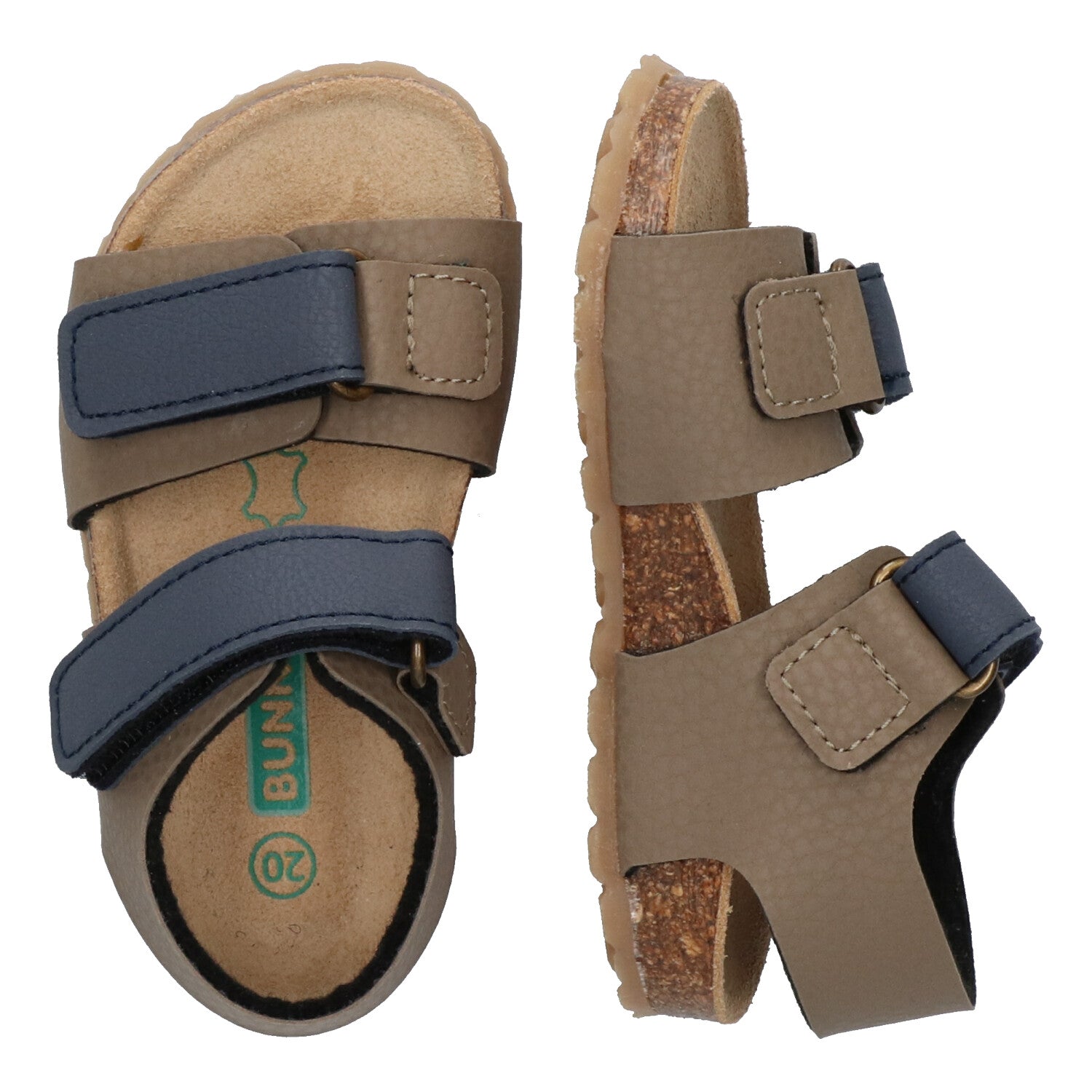 Bas Beach Sandalen Jongens Taupe Donkerblauw