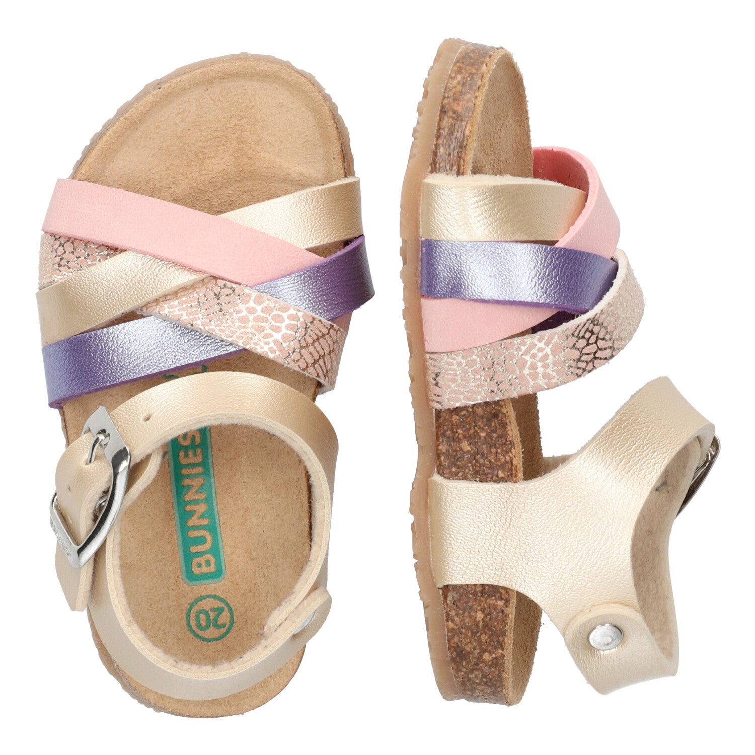 Becky Beach Sandalen Meisjes Goud Paars Roze Print