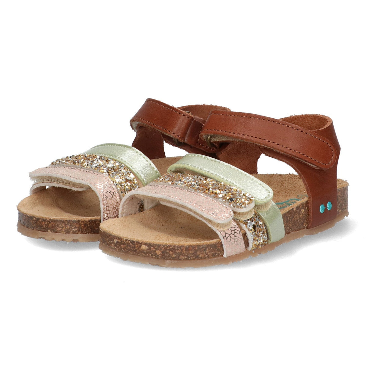 Babs Beach Sandalen Meisjes Cognac Groen Print