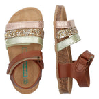Babs Beach Sandalen Meisjes Cognac Groen Print