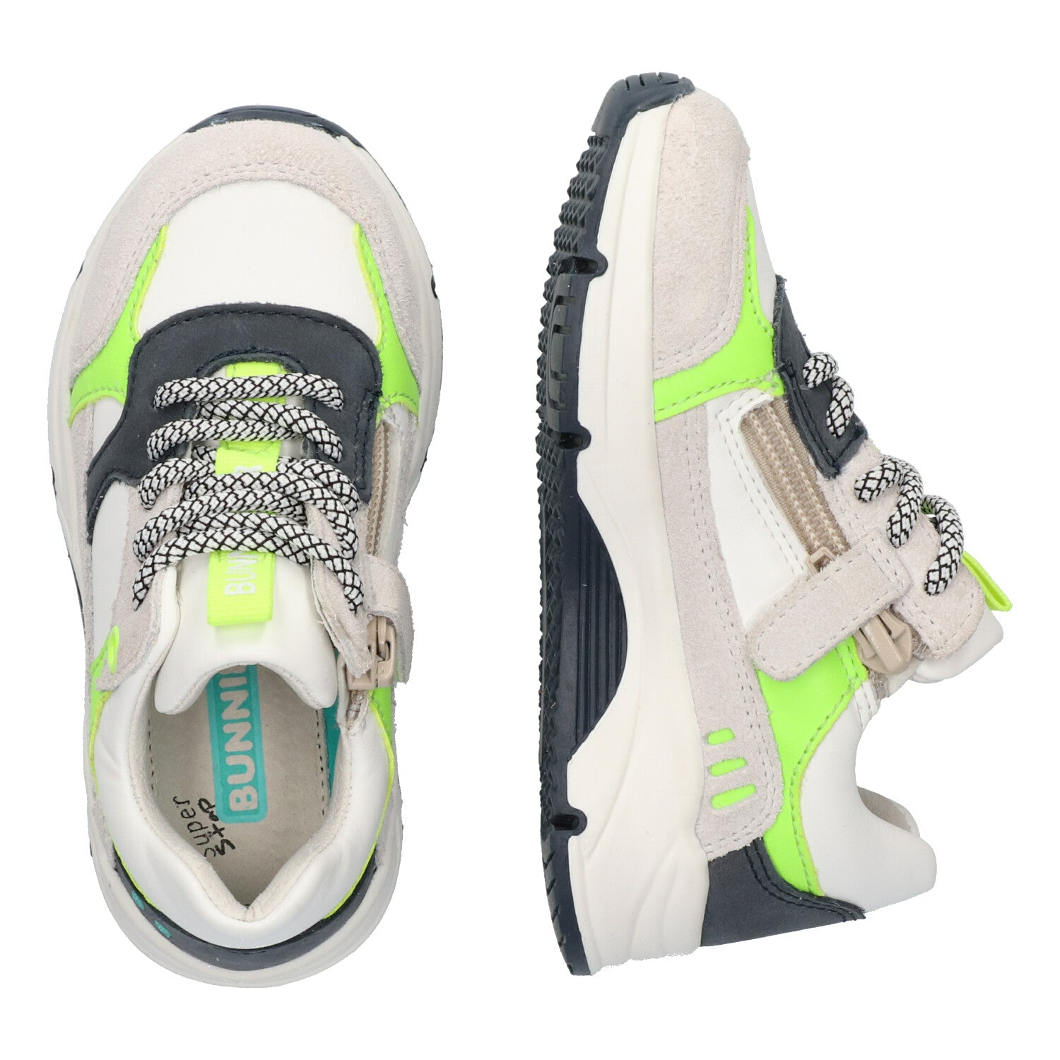 Fabian Force Lage Sneakers Jongens Grijs Geel Wit
