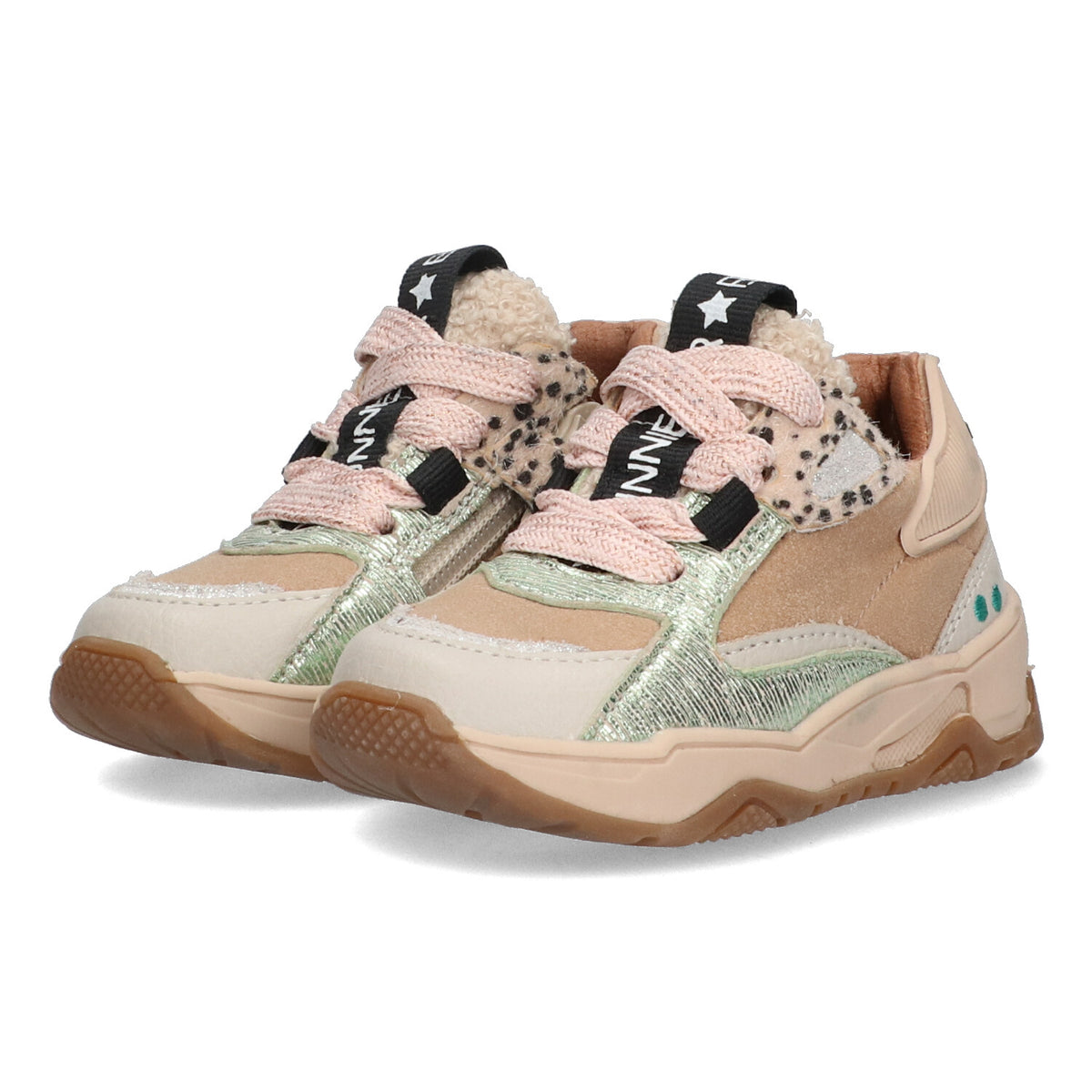 BunniesJR Lage Sneakers Meisjes Beige Wit Groen
