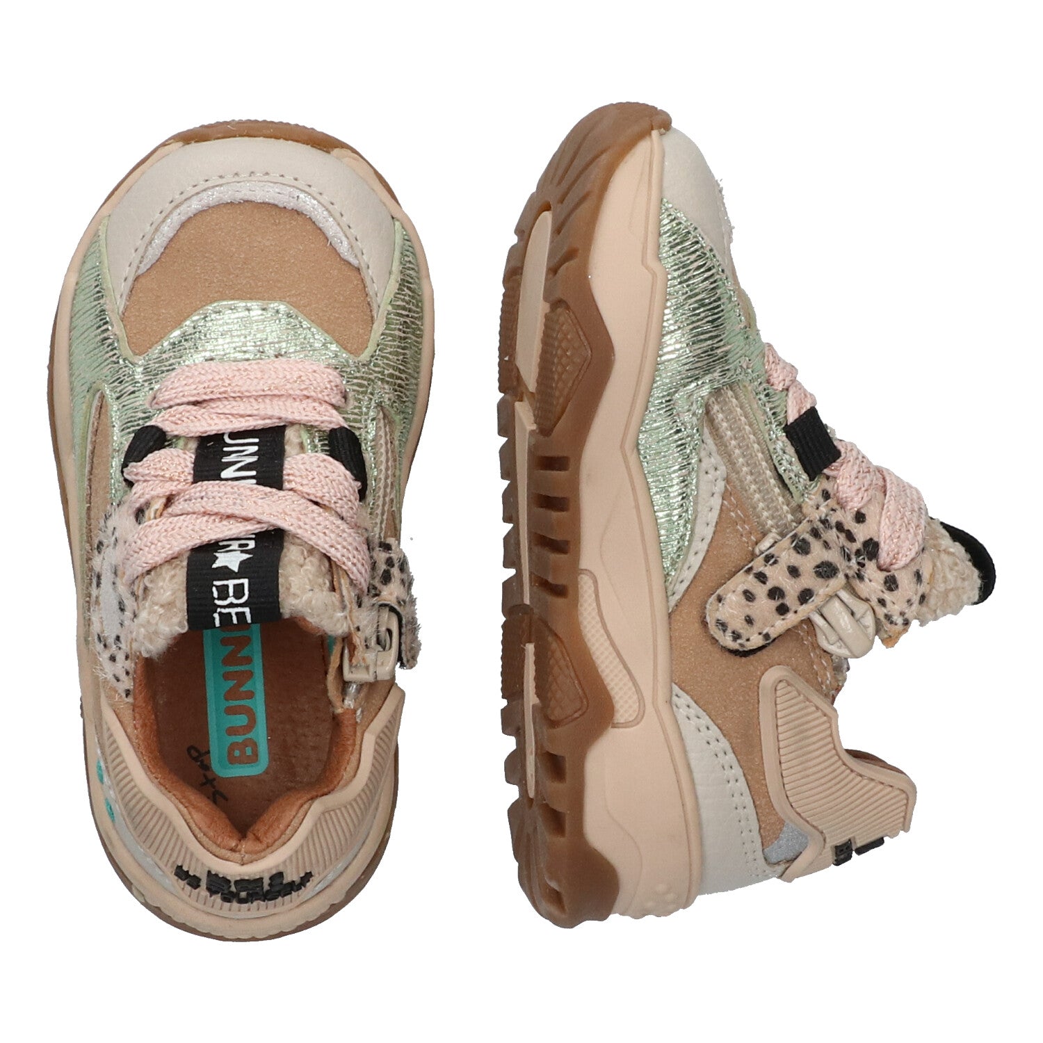 BunniesJR Lage Sneakers Meisjes Beige Wit Groen