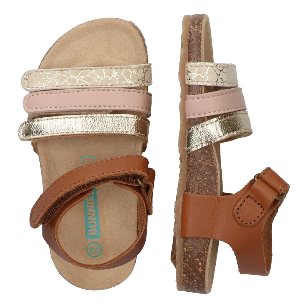 Babs Beach Platte Sandalen Meisjes Cognac