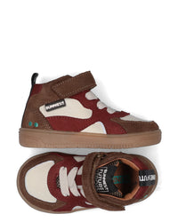 MARLON MELLOW Unisex Sneakers Bruin met Rood