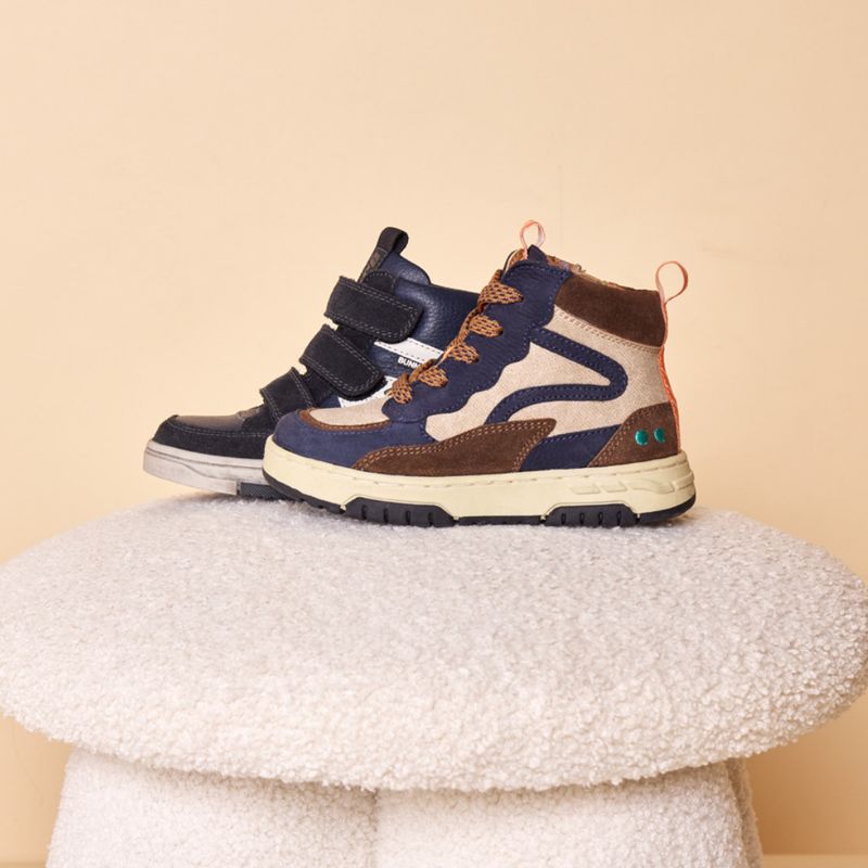 Mees Move Hoge Sneakers Jongens Blauw Bruin